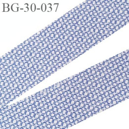 biais à plier 30 mm galon couleur bleu  blanc à motifs très doux agréable au touché largeur 30 mm prix au mètre