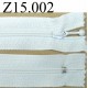 fermeture éclair longueur 15 cm couleur blanc non séparable zip nylon