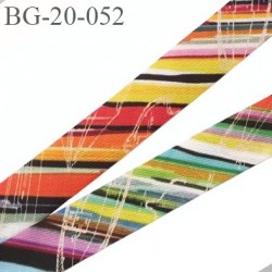 biais galon 20 mm pré plié au dos 2 rabats de 10 mm couleur multicolor largeur 20 mm prix au mètre