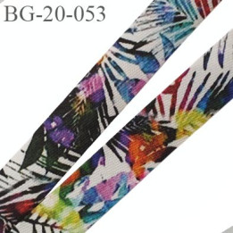 biais galon 20 mm pré plié  au dos 2 rabats de 10 mm couleur multicolor à fleur largeur 20 mm prix au mètre