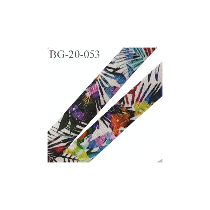 biais galon 20 mm pré plié  au dos 2 rabats de 10 mm couleur multicolor à fleur largeur 20 mm prix au mètre