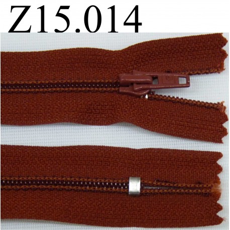fermeture éclair longueur 15 cm couleur marron non séparable zip nylon