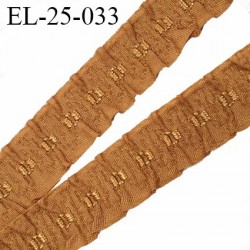 Elastique 25 mm bretelle et lingerie très  belle qualité couleur caramel rouille et or froncé largeur 25 mm prix au mètre