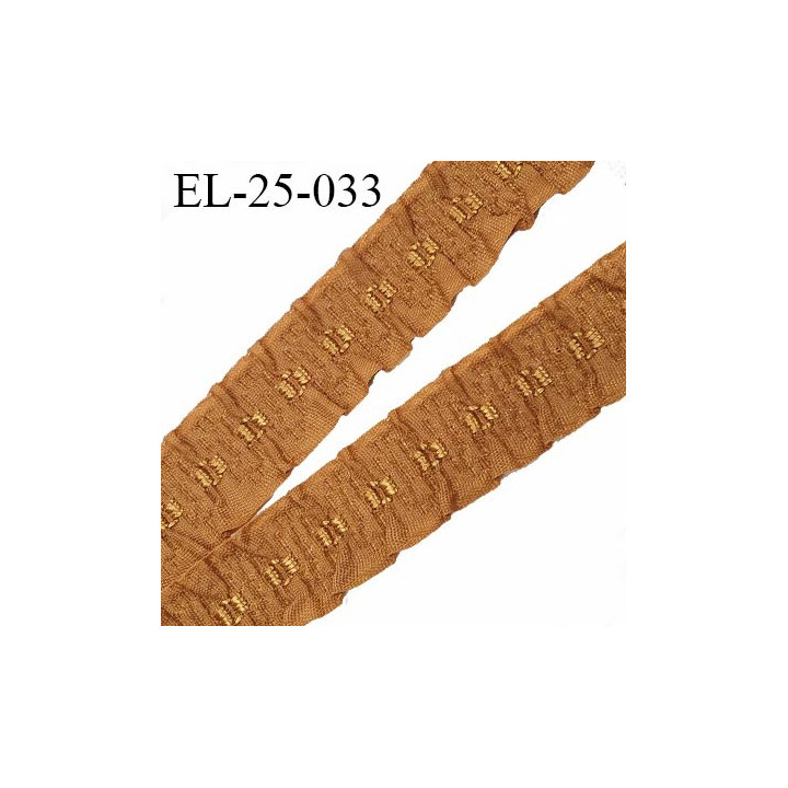 Elastique 25 mm bretelle et lingerie très  belle qualité couleur caramel rouille et or froncé largeur 25 mm prix au mètre