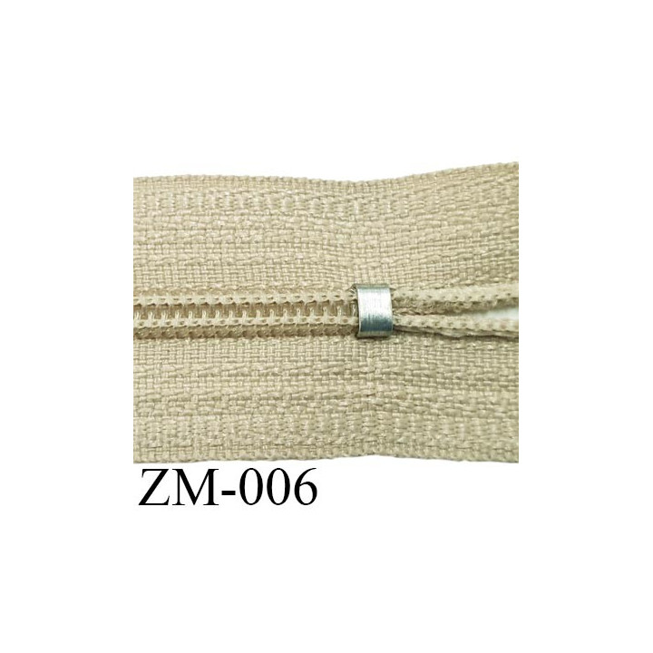 fermeture 70 cm monté sur rouleau couleur BEIGE 1 curseur par fermeture de 70 cm largeur 25 mm largeur du zip 4 mm