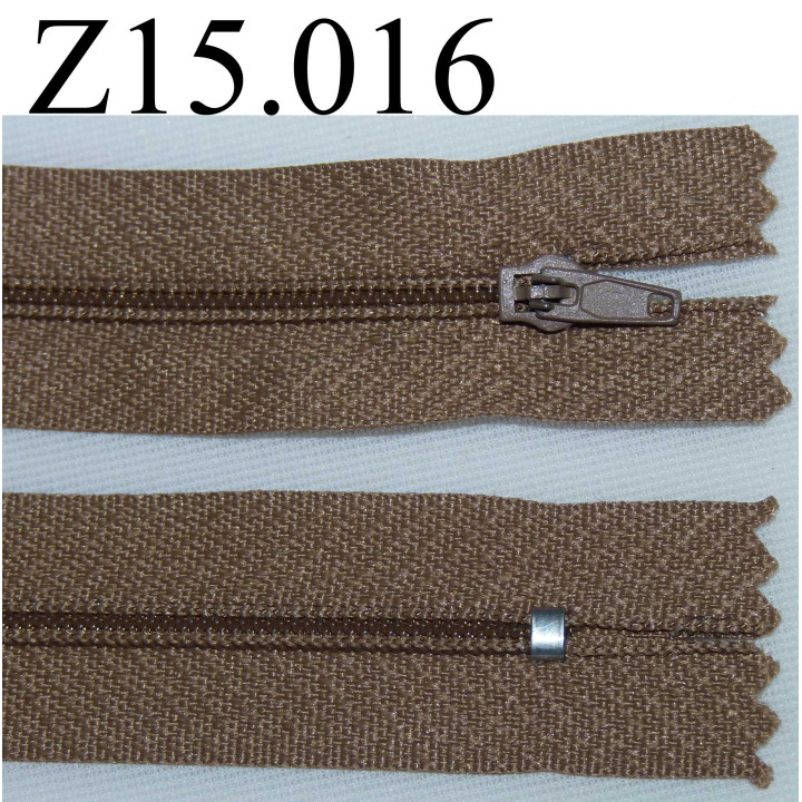 fermeture éclair longueur 15 cm  couleur marron non séparable zip nylon