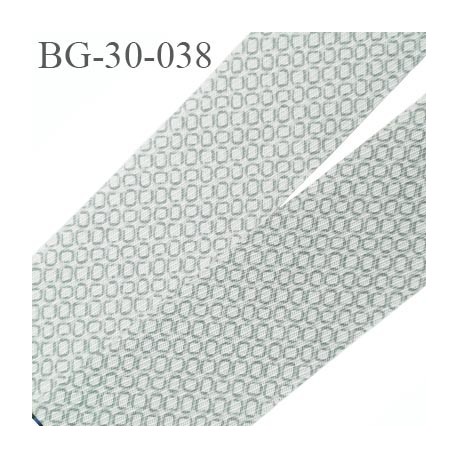 biais à plier 30 mm galon synthétique couleur gris blanc à motifs très doux agréable au touché largeur 30 mm prix au mètre