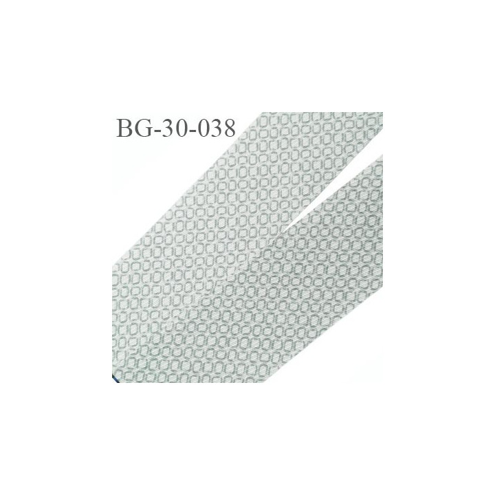 biais à plier 30 mm galon synthétique couleur gris  blanc à motifs très doux agréable au touché largeur 30 mm prix au mètre