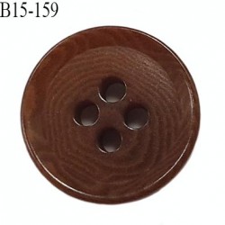 bouton 15 mm  pvc très haut de gamme couleur marron 4 trous diamètre 15 millimètres