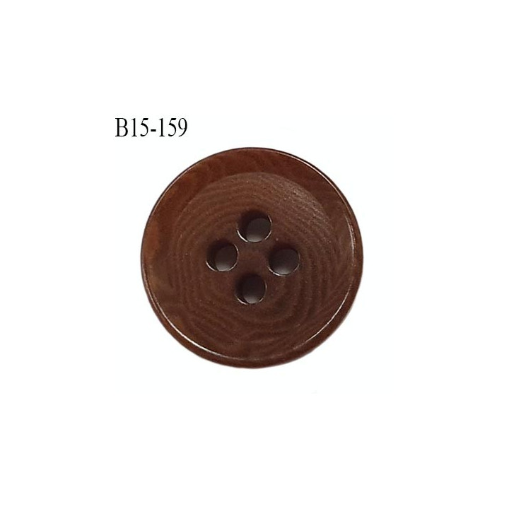 bouton 15 mm  pvc très haut de gamme couleur marron 4 trous diamètre 15 millimètres