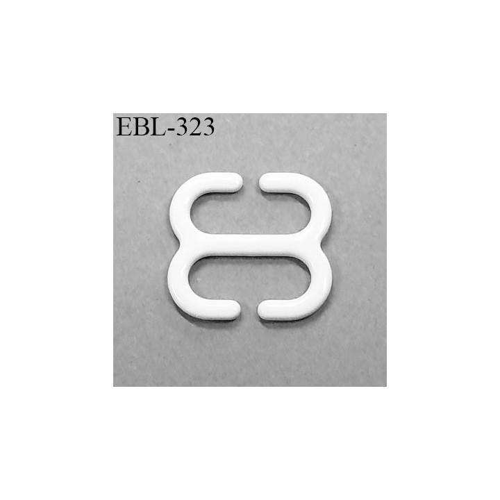 Crochet double 10 mm en métal  plastifié couleur blanc brillant largeur intérieur de passage de bretelle 10 mm haut de gamme