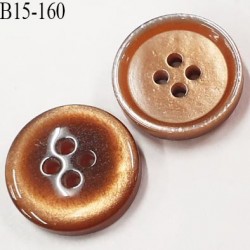 bouton 15 mm  pvc très haut de gamme couleur  caramel ou bronze clair 4 trous diamètre 15 millimètres