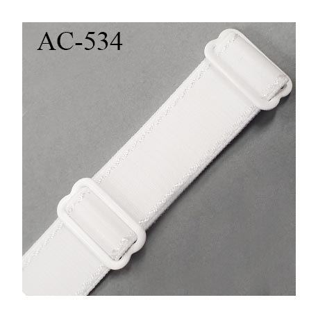 Bretelle 19 mm lingerie SG couleur blanc satiné haut de gamme grande marque finition 2 barettes prix a la pièce