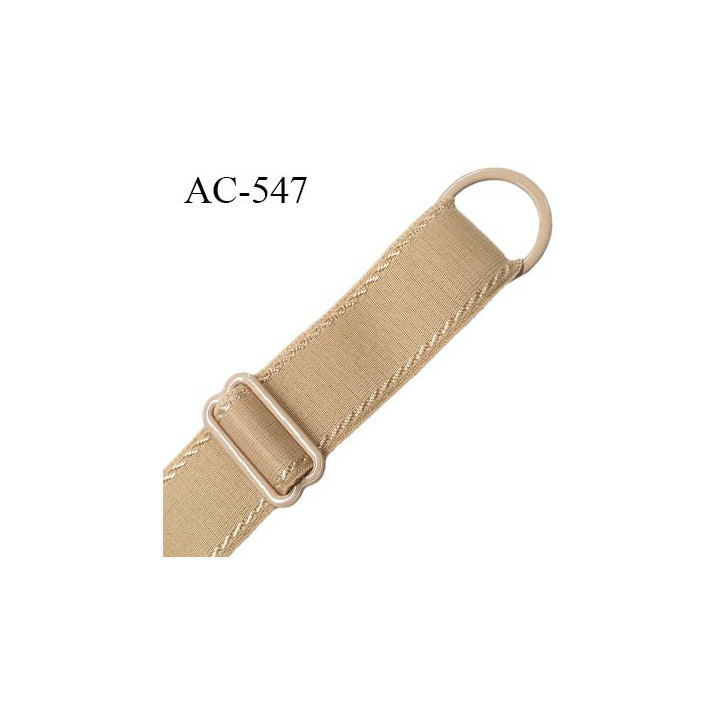 Bretelle 19 mm lingerie SG couleur caramel blond très haut de gamme finition avec 1 barettes + 1 anneau prix a la pièce