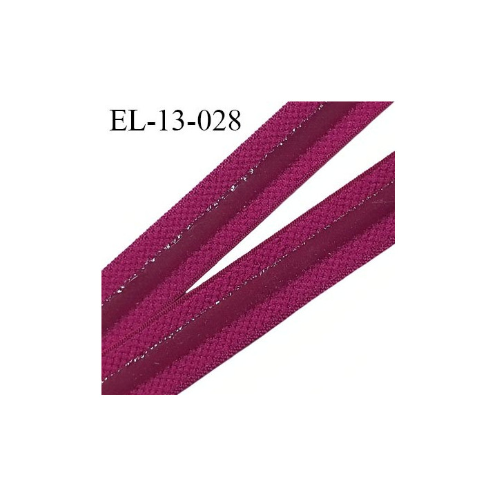 élastique bande anti glisse haute gamme  couleur violet grenat largeur 13 mm  bande silicone fabriqué en France prix au mètre