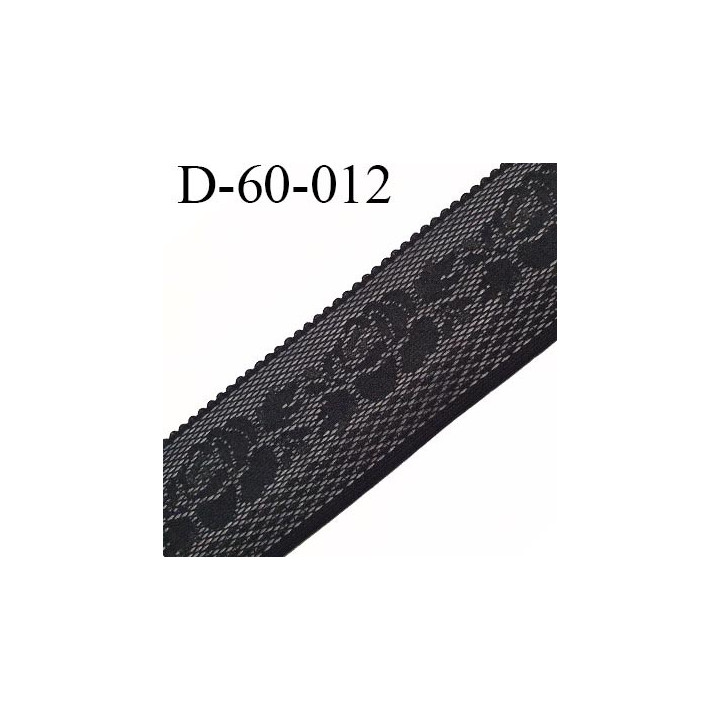 dentelle noir 60 mm lycra élastique avec anti glisse fabriqué en France pour une grande marque souple prix au mètre