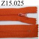 fermeture éclair longueur 15 cm couleur orange clair non séparable zip nylon