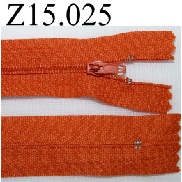 fermeture éclair longueur 15 cm  couleur orange clair non séparable zip nylon