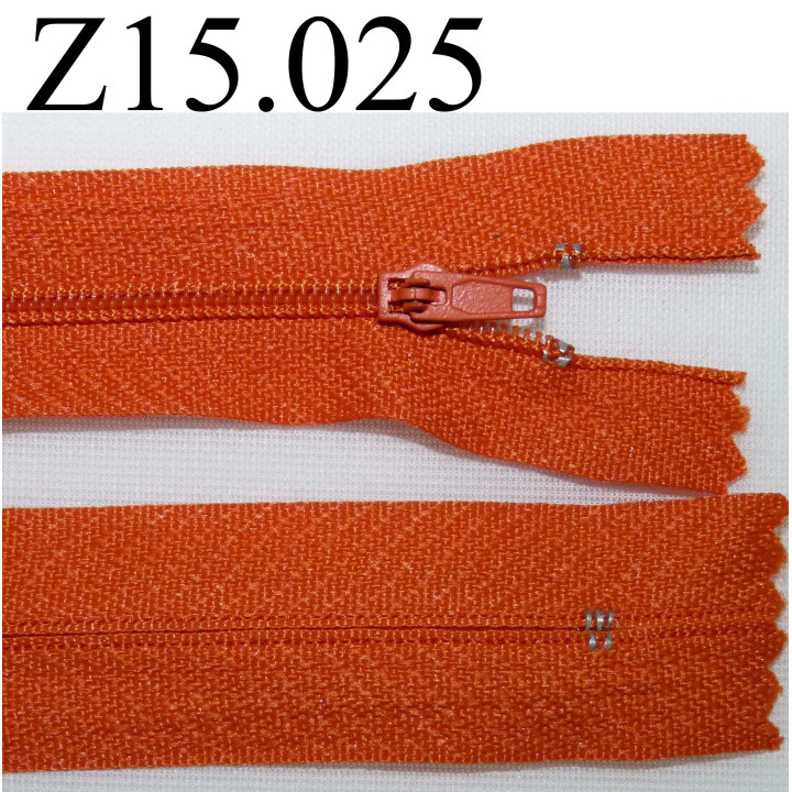 fermeture éclair longueur 15 cm  couleur orange clair non séparable zip nylon
