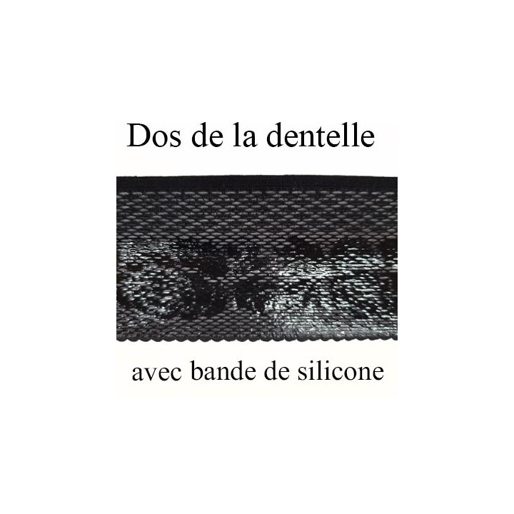 dentelle noir 60 mm lycra élastique avec anti glisse fabriqué en France pour une grande marque souple prix au mètre