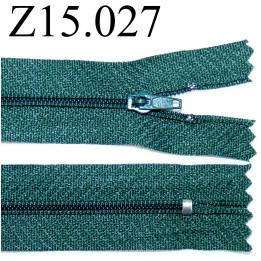 fermeture éclair longueur 15 cm  couleur vert non séparable zip nylon