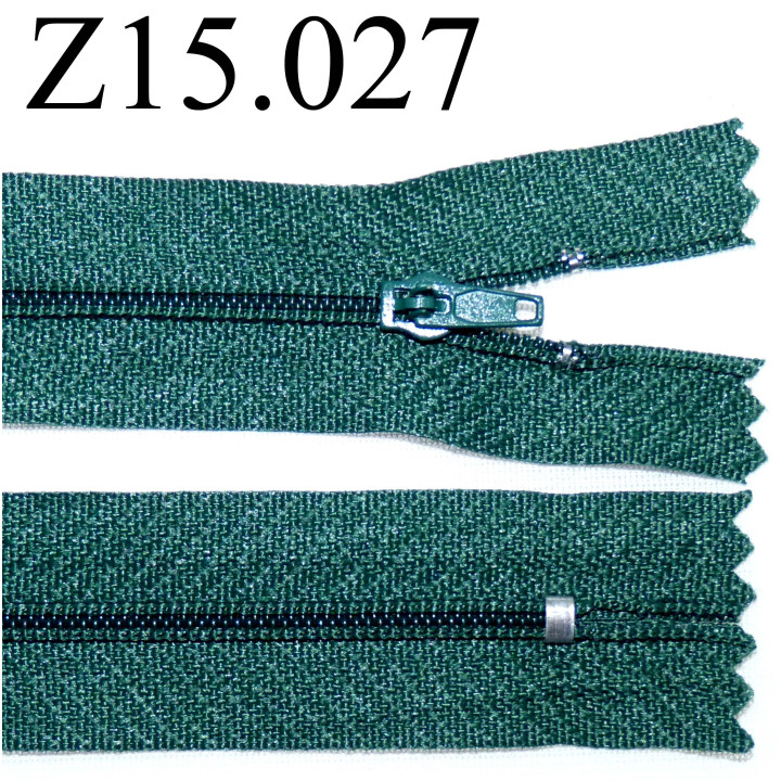 fermeture éclair longueur 15 cm  couleur vert non séparable zip nylon