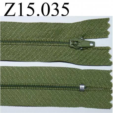 fermeture éclair longueur 15 cm couleur vert non séparable zip nylon