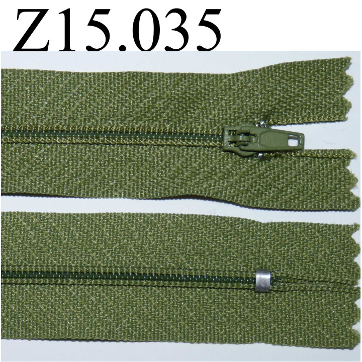 fermeture éclair longueur 15 cm  couleur  vert non séparable zip nylon