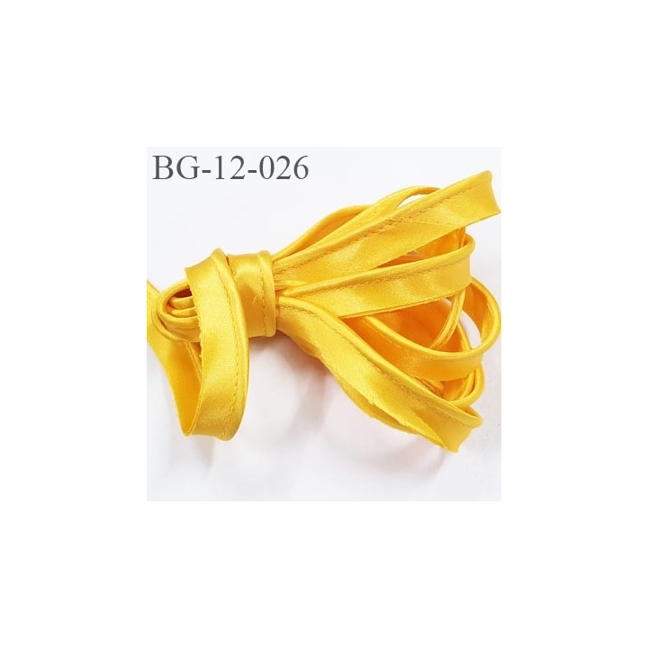 Galon passepoil 12 mm couleur jaune bouton d'or satin avec cordon intérieur coton 3 mm largeur 12 mm prix au mètre