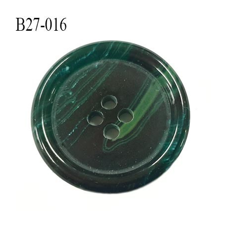 Bouton 27 mm pvc vert marbré veiné brillant bombé épaisseur 5 mm diamètre 27 mm 4 trous très beau