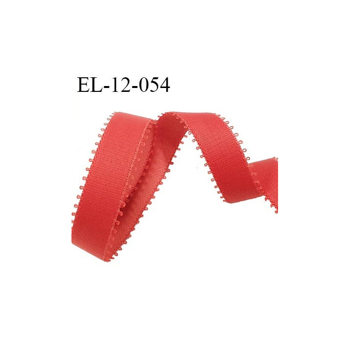 élastique lingerie 12 mm picot couleur rose corail grande marque fabriqué en France style velours largeur 12 mm  prix au mètre