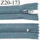 fermeture zip longueur 20 cm couleur bleu non séparable largeur 2.4 cm glissière nylon largeur 4 mm