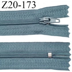 fermeture zip longueur 20 cm couleur bleu non séparable largeur 2.4 cm glissière nylon largeur  4 mm