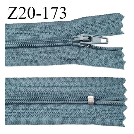 fermeture zip longueur 20 cm couleur bleu non séparable largeur 2.4 cm glissière nylon largeur 4 mm