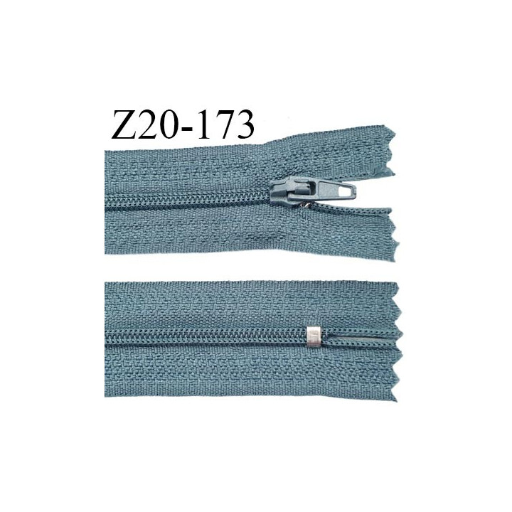 fermeture zip longueur 20 cm couleur bleu non séparable largeur 2.4 cm glissière nylon largeur  4 mm