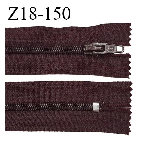 fermeture zip longueur 18 cm bleu prune foncé non séparable largeur 2.4 cm glissière nylon largeur 4 mm