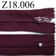 fermeture éclair longueur 18 cm couleur bordeau non séparable zip nylon largeur 2.5 cm