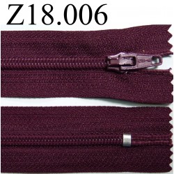 fermeture zip à glissière longueur 18 cm couleur bordeaux non séparable zip nylon largeur 2.5 cm