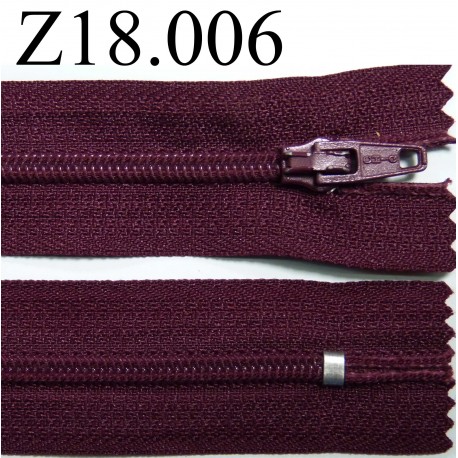 fermeture éclair longueur 18 cm couleur bordeau non séparable zip nylon largeur 2.5 cm