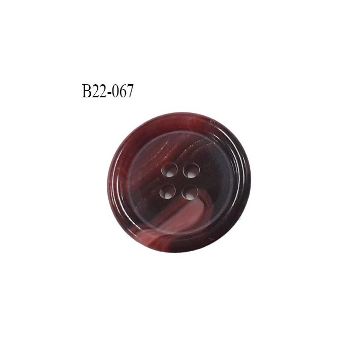 Bouton 22 mm  pvc bordeaux lie de vin et rose marbré veiné brillant bombé épaisseur 4 mm diamètre 22 mm 4 trous très beau