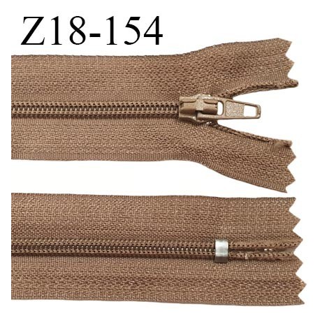fermeture zip longueur 18 cm couleur marron clair non séparable largeur 2.4 cm glissière nylon largeur 4 mm
