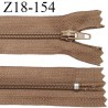 fermeture zip longueur 18 cm couleur marron clair non séparable largeur 2.4 cm glissière nylon largeur 4 mm