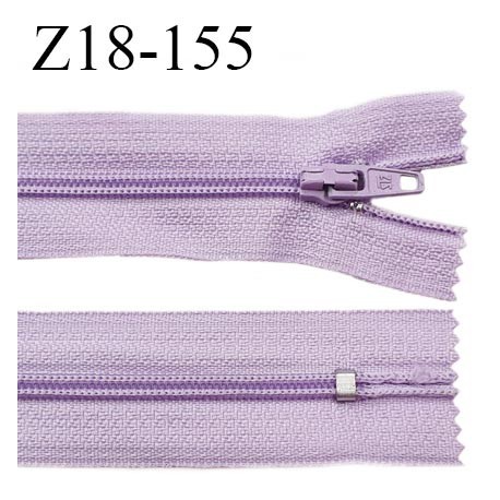 fermeture zip longueur 18 cm couleur lilas non séparable largeur 2.4 cm glissière nylon largeur 4 mm