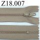 fermeture éclair longueur 18 cm couleur beige foncé non séparable zip nylon largeur 2.5 cm