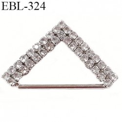 Boucle de réglage 25 mm réglette en métal et pvc chromé  par  passage intérieur 2.5 cm avec strass façon diamant