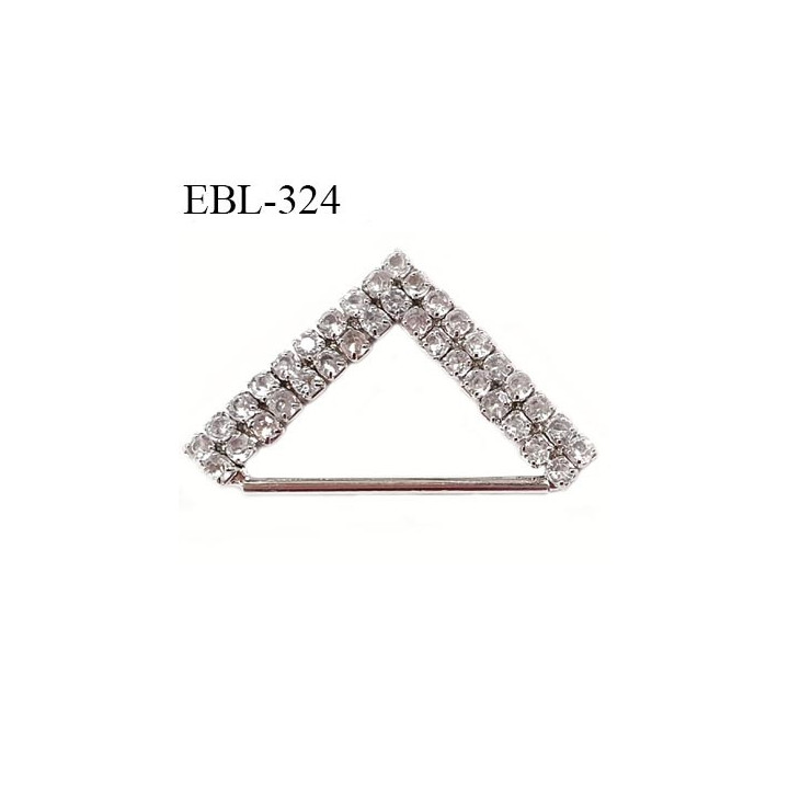 Boucle de réglage 25 mm réglette en métal et pvc chromé  par  passage intérieur 2.5 cm avec strass façon diamant