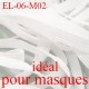 Elastique 6 mm pour MASQUES lavable 60°polyamide élasthanne couleur BLANC fabriqué en France largeur 6  mm prix au mètre