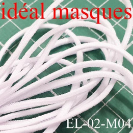 élastique 2.2 mm cordon rond blanc idéal pour masques très belle qualité très doux en polyamide  diamètre 2,2 mm prix au mètre