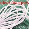 élastique 2.2 mm cordon rond blanc idéal pour masques très belle qualité très doux en polyamide diamètre 2,2 mm prix au mètre