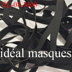 Elastique 7 mm idéal pour MASQUES lavable 60°polyamide élasthanne couleur NOIR prix au mètre